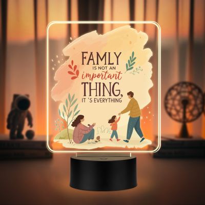 Family Quote LED Lamp Family is Everything Engraved Acrylic Night Light Unique Tabletop Gift for Home Decor, Parents, Anniversaries, or New Home Celebrations  Warm White Lamp Visit the GIFTMEBAZAR Store